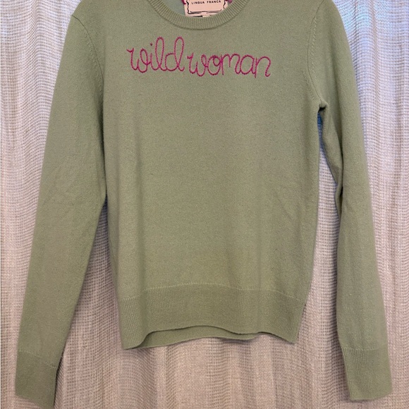 Lingua Franca Sweaters - Wild Woman Sage Green Cashmere Crew Neck Sweater